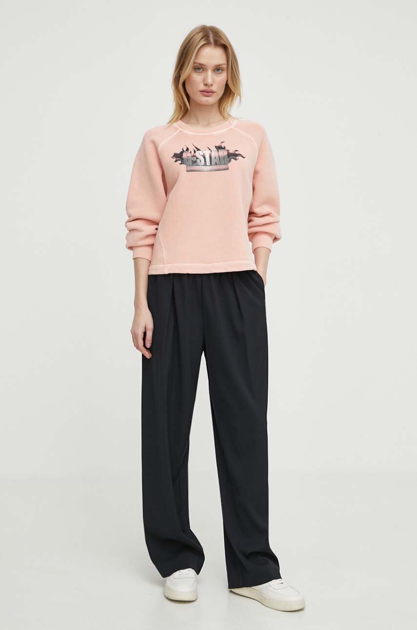 Βαμβακερή μπλούζα G-Star γυναικεία, χρώμα: ροζ φωτογραφία