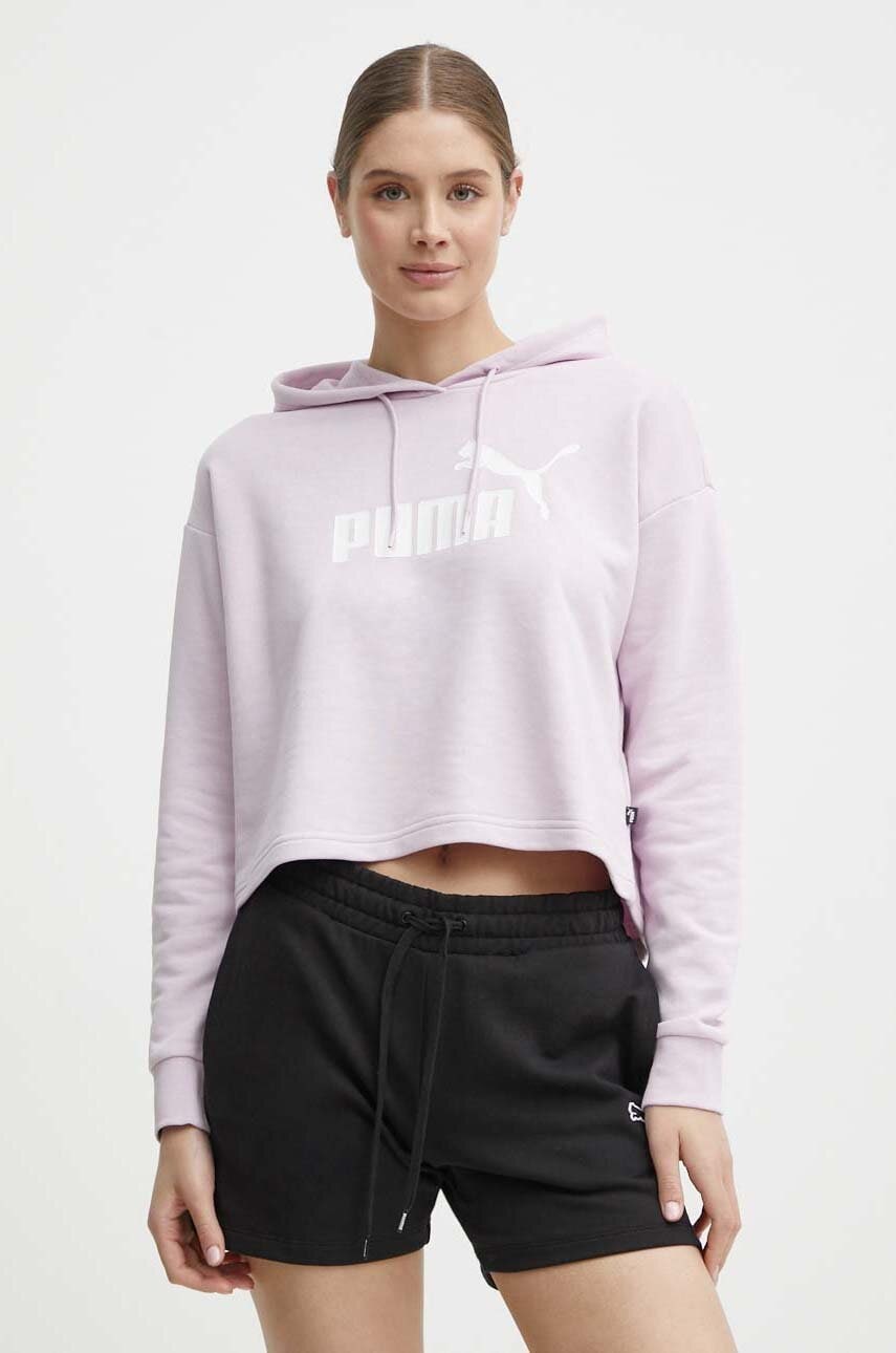 Puma bluză femei, culoarea roz, cu glugă, imprimeu 586870 Puma bluză femei, culoarea roz, cu glugă, imprimeu 586870