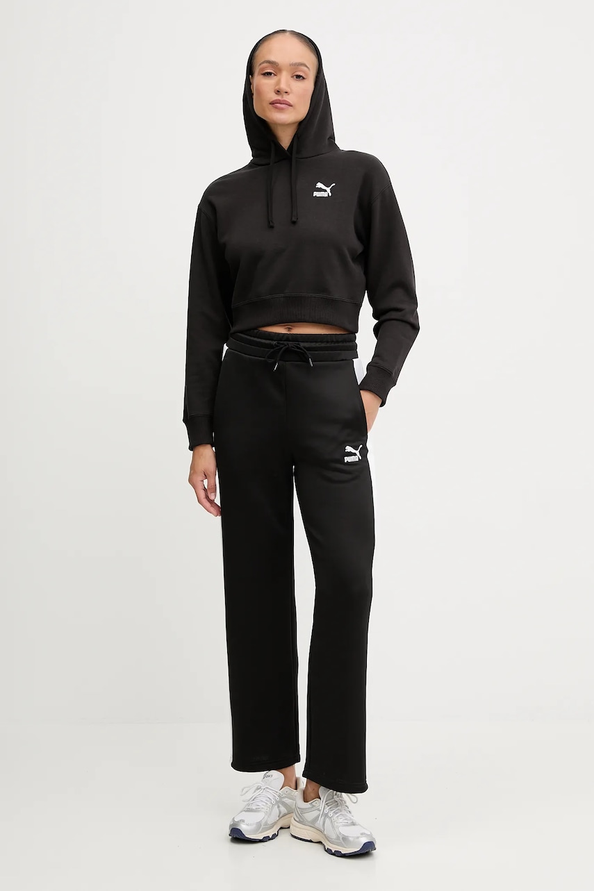 Хлопковая кофта Puma BETTER CLASSIC женская цвет чёрный с капюшоном с аппликацией 624229 Хлопковая кофта Puma BETTER CLASSIC женская цвет чёрный с капюшоном с аппликацией 624229