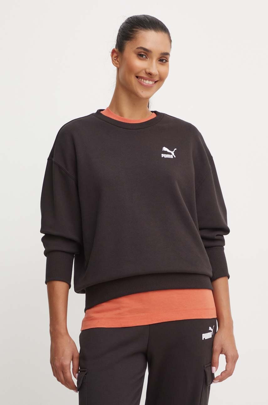 Puma hanorac de bumbac BETTER CLASSIC femei, culoarea negru, neted, 624231 Puma hanorac de bumbac BETTER CLASSIC femei, culoarea negru, neted, 624231