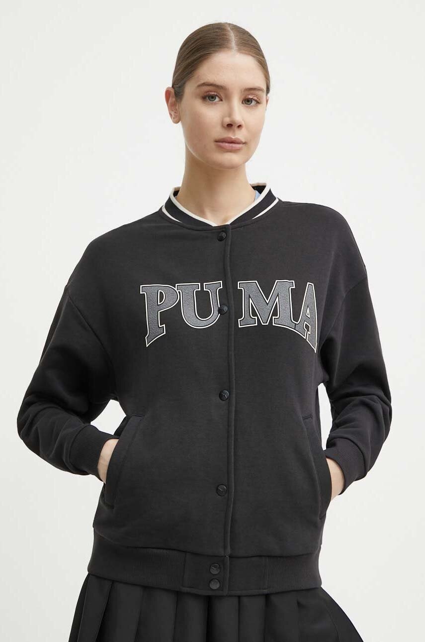 Puma bluza SQUAD femei, culoarea negru, cu imprimeu, 677902