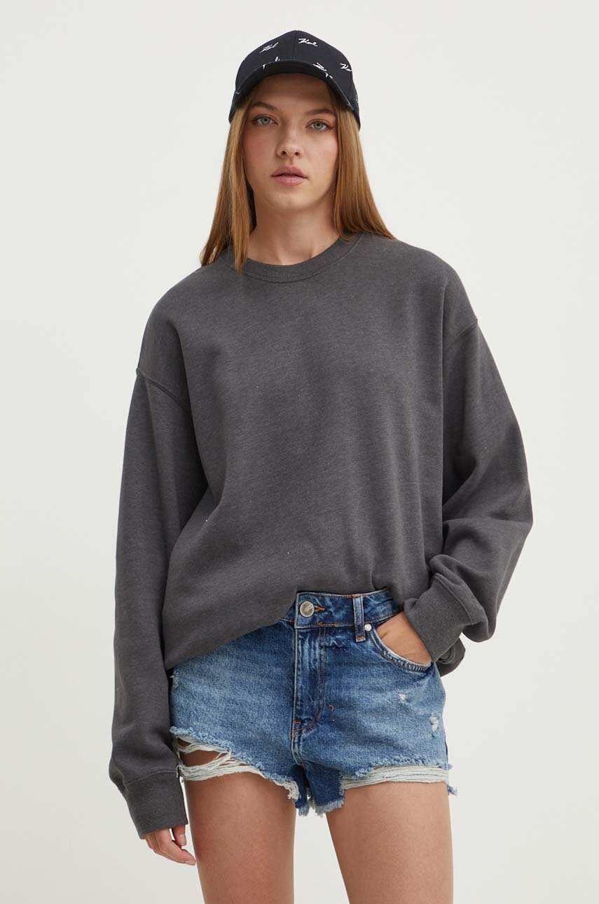 

Суичър Hollister Co. в сиво с изчистен дизайн, Сив