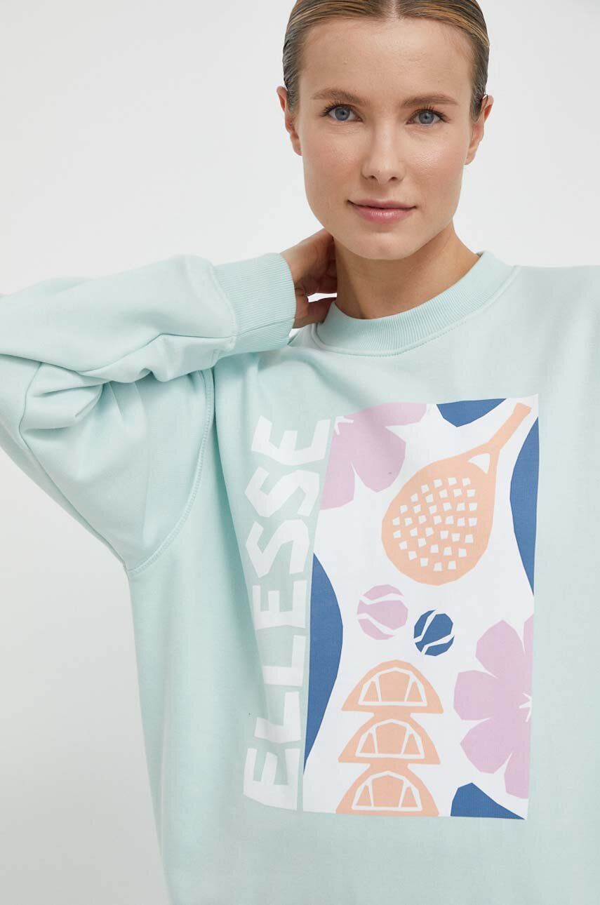 Ellesse bluza Rosiello Sweatshirt femei, culoarea turcoaz, cu imprimeu, SGV20247