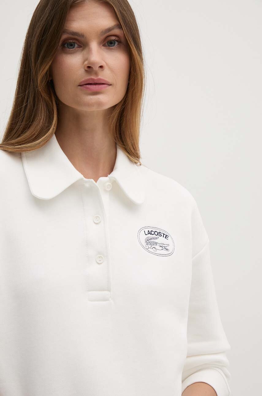 

Памучен суичър Lacoste в бяло с изчистен дизайн, Бял
