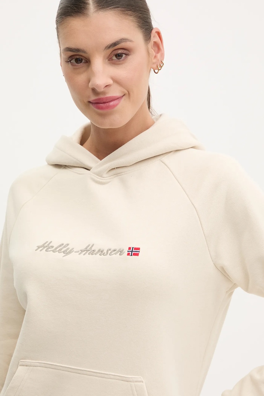 Кофта Helly Hansen жіноча колір бежевий з капюшоном з аплікацією 54239 