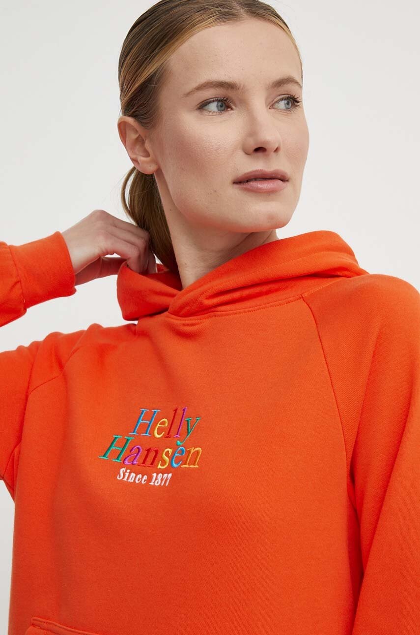 Μπλούζα Helly Hansen χρώμα: πορτοκαλί, με κουκούλα, 54239 φωτογραφία