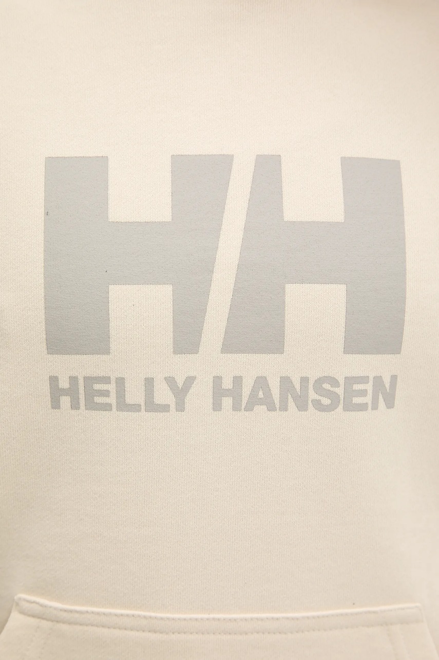 Βαμβακερή μπλούζα Helly Hansen HH LOGO 2.0 γυναικεία, χρώμα: μπεζ, με κουκούλα, 34460 φωτογραφία
