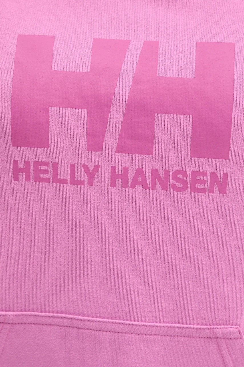 Бавовняна кофта Helly Hansen HH LOGO 2.0 жіноча колір фіолетовий з капюшоном з принтом 34460 
