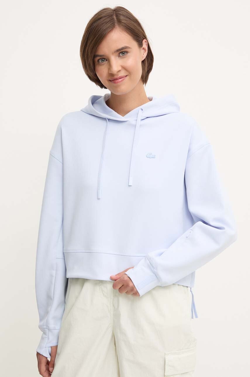 

Суичър Lacoste в синьо с качулка с изчистен дизайн, Син