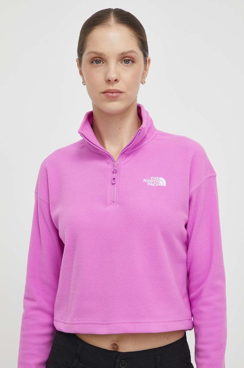 The North Face hanorac 100 Glacier Cropped culoarea violet, neted, NF0A855NQIX1