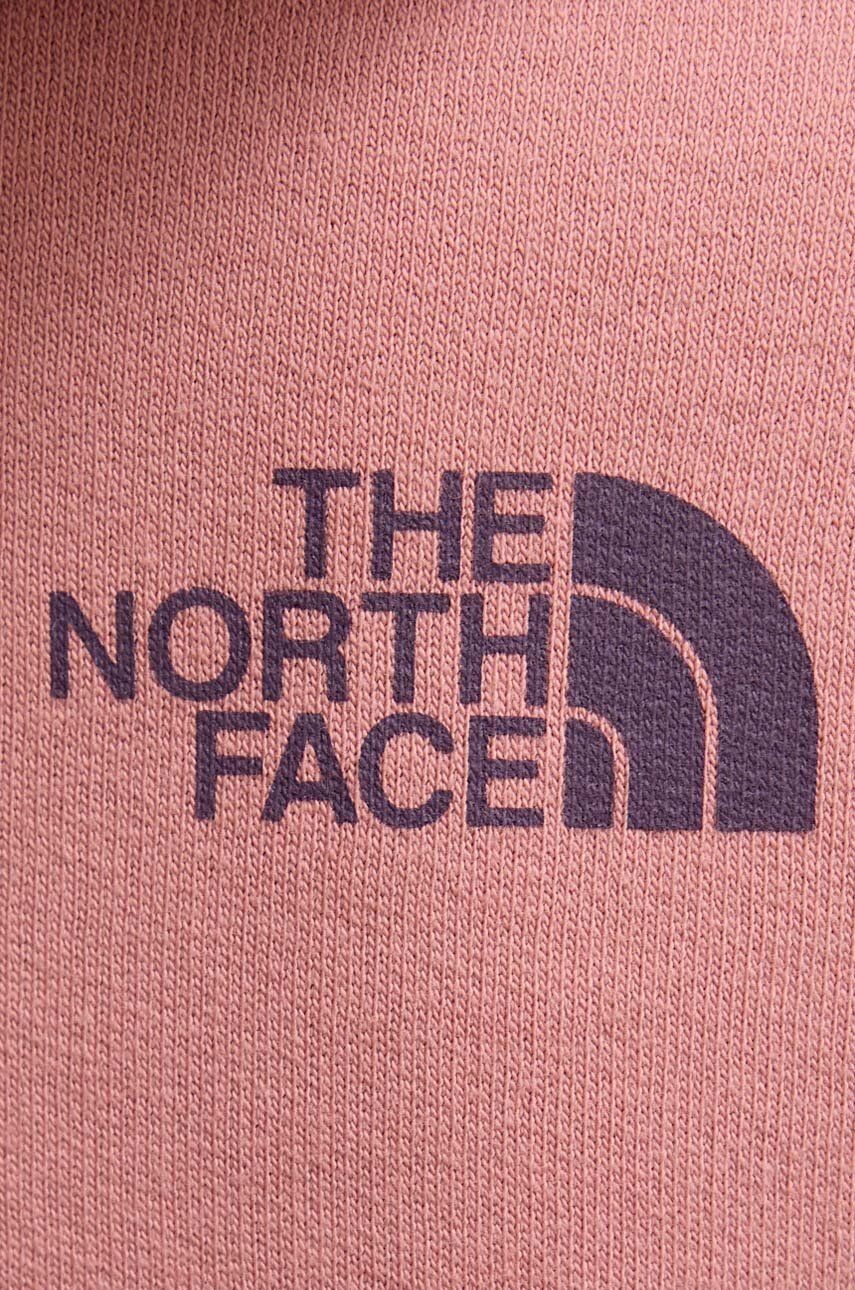 Pamučna dukserica The North Face za žene, boja: ružičasta, s kapuljačom, tiskom, NF0A87EPNXQ1