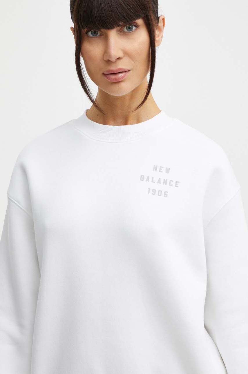 New Balance bluza femei, culoarea alb, cu imprimeu, WT41517WT