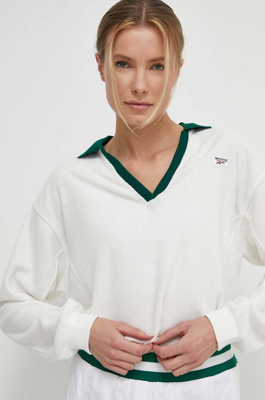 Reebok Classic bluza Retro Court femei, culoarea alb, modelator, 100076084