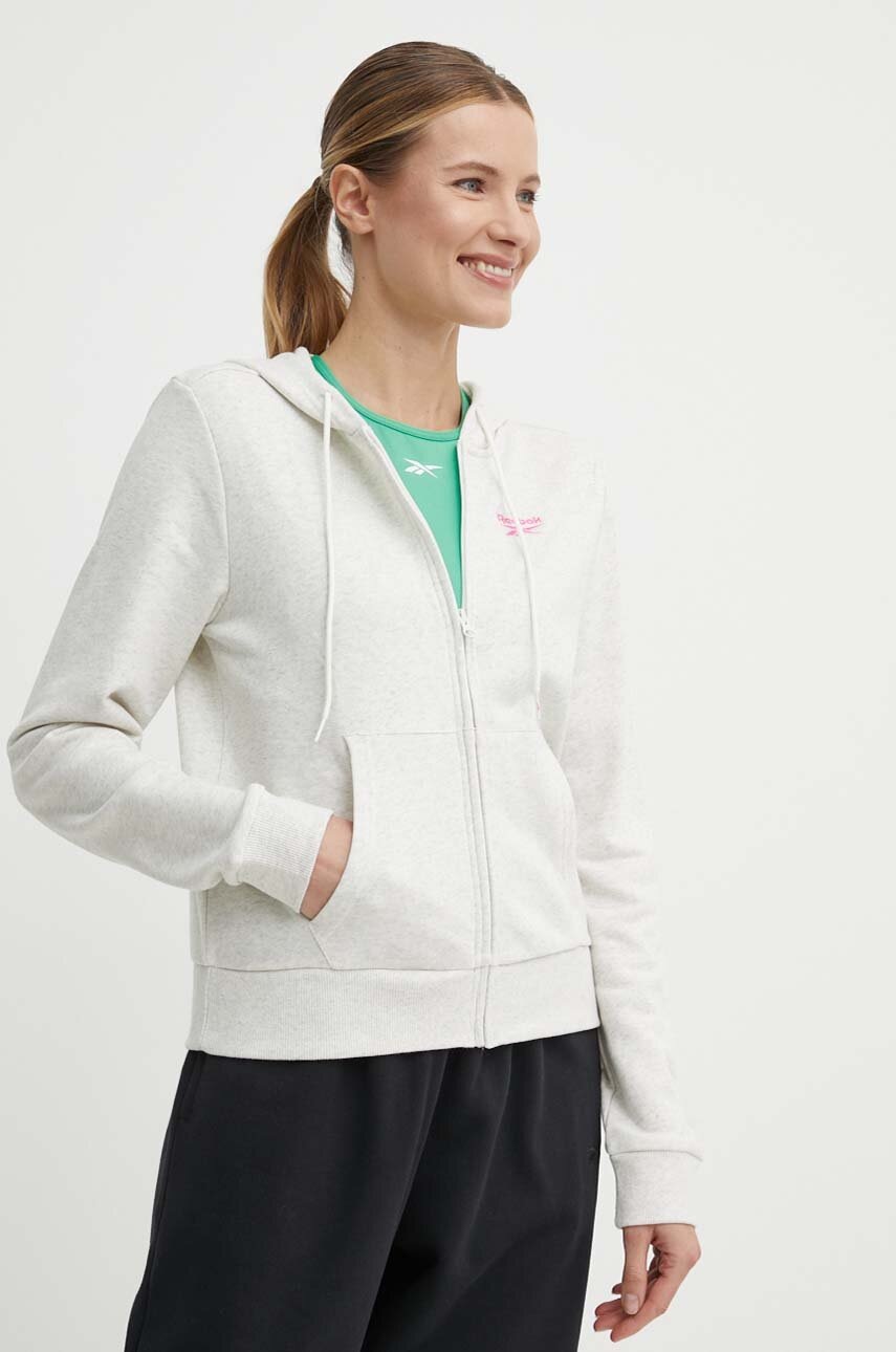 

Суичър Reebok в бежово с качулка с меланжов десен 100075636, Бежов