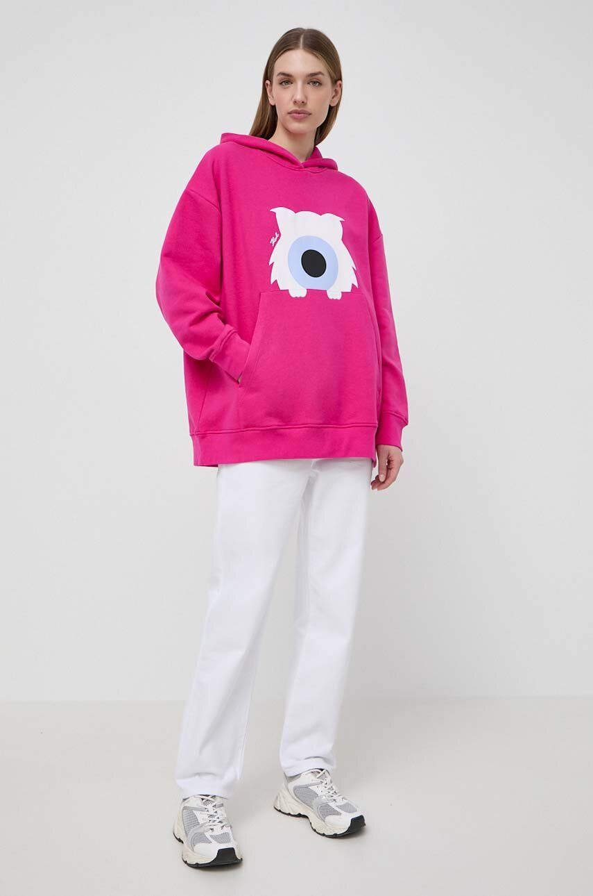 Karl Lagerfeld bluza x Darcel Disappoints femei, culoarea roz, cu glugă, cu imprimeu
