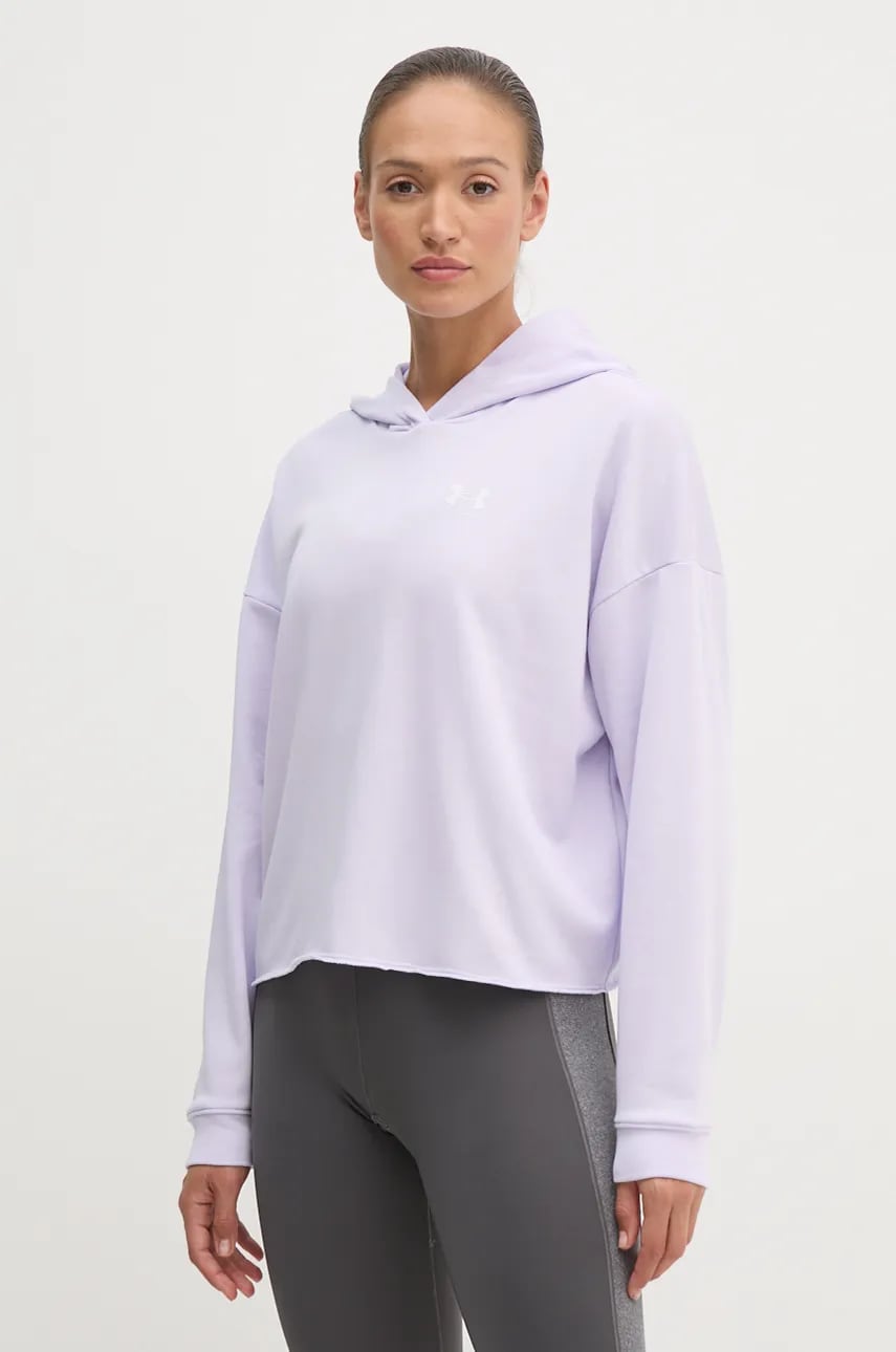 Under Armour hanorac de antrenament Rival culoarea violet, cu glugă, neted Under Armour hanorac de antrenament Rival culoarea violet, cu glugă, neted