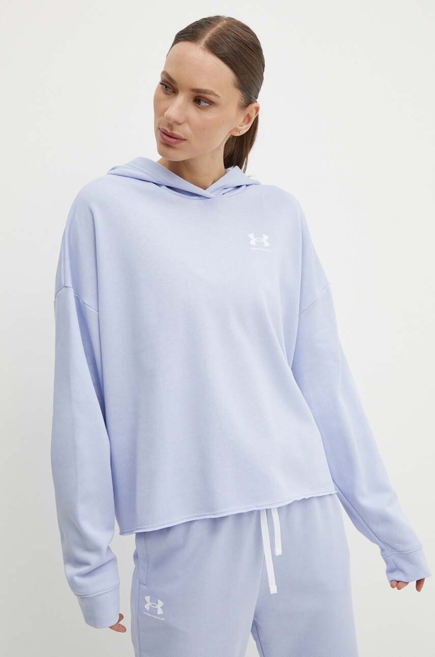 Under Armour hanorac de antrenament Rival culoarea violet, cu glugă, neted