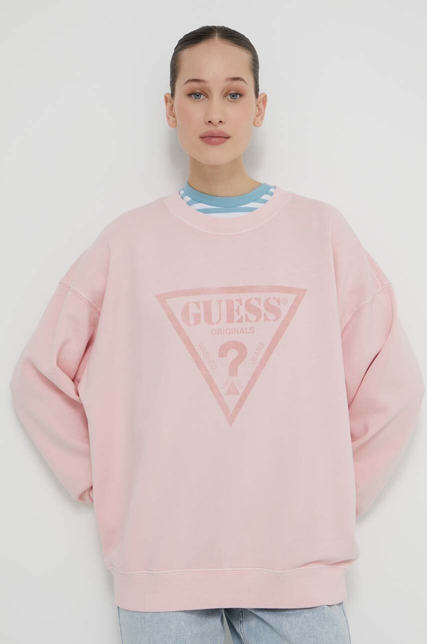 

Суичър Guess Originals в розово с принт, Розов