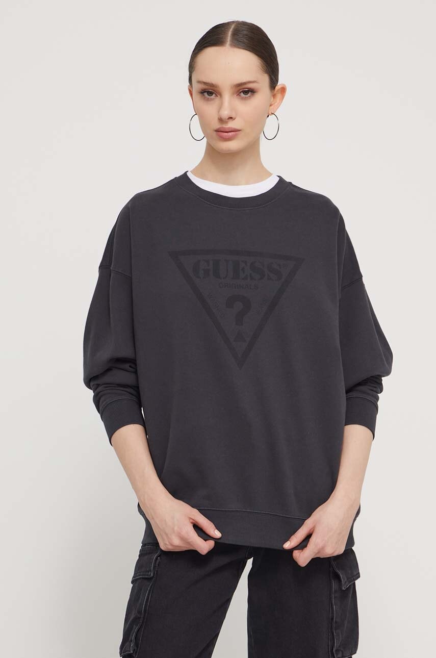 

Суичър Guess Originals в сиво с принт, Сив