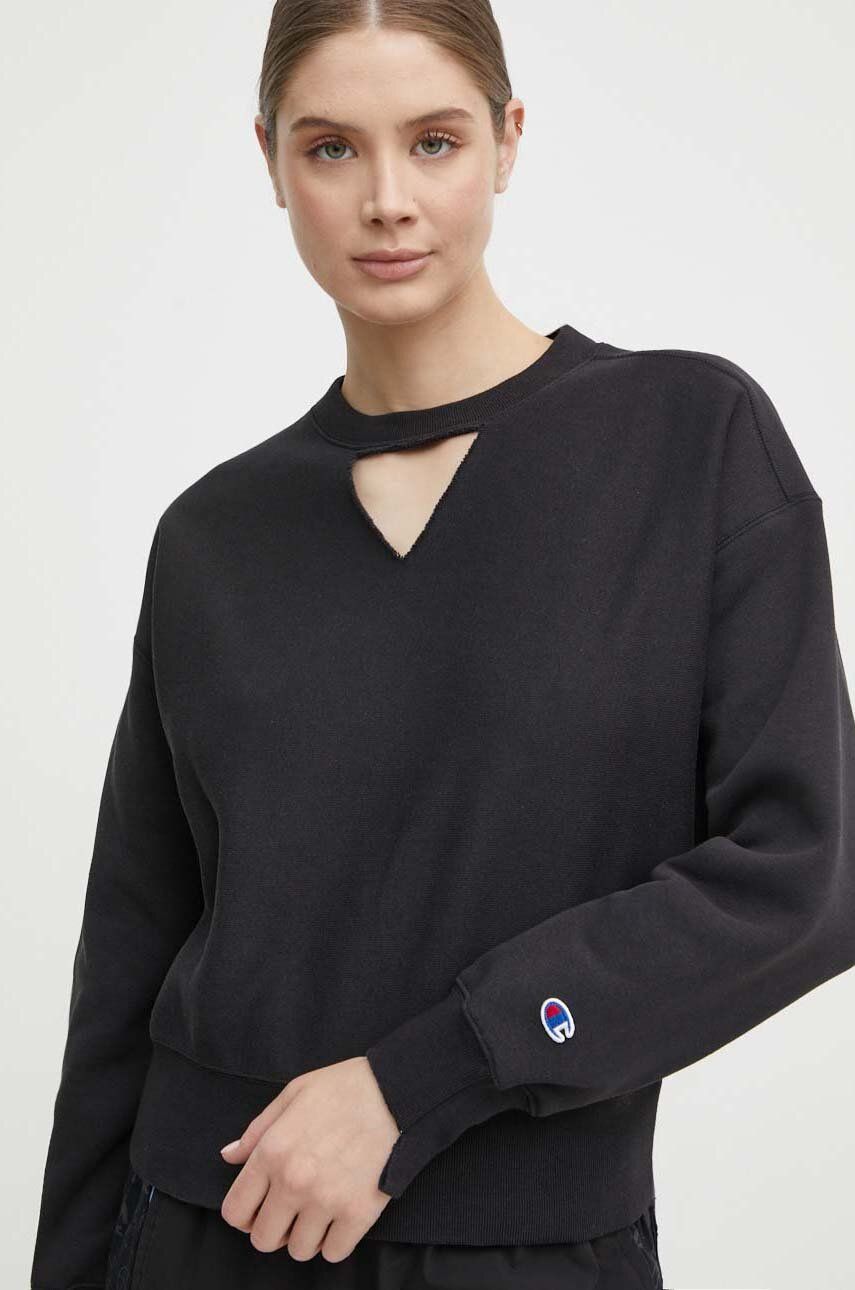 Champion bluza femei, culoarea negru, neted, 117345