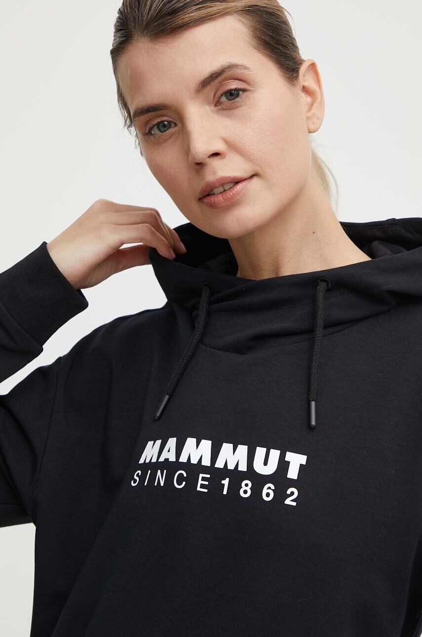 Μπλούζα Mammut χρώμα: μαύρο, με κουκούλα φωτογραφία