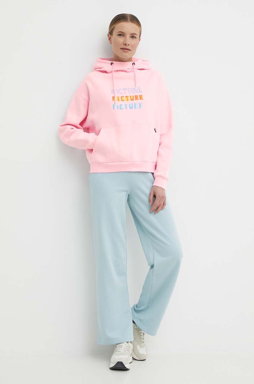 Βαμβακερή μπλούζα Picture Bail γυναικεία, χρώμα: ροζ, με κουκούλα, WSW335 φωτογραφία