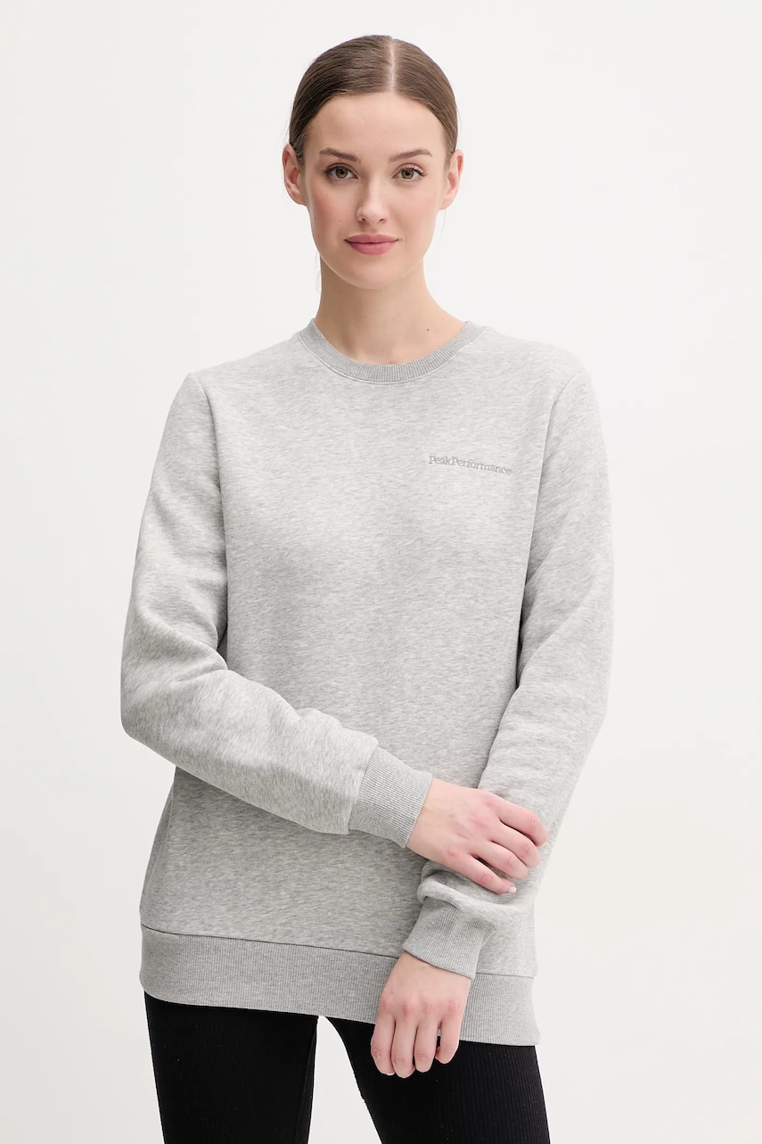 Peak Performance bluza femei, culoarea gri, neted