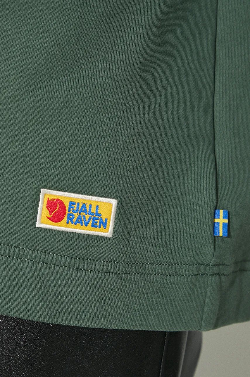 Pamučna dukserica Fjallraven Vardag Hoodie W za žene, boja: zelena, s kapuljačom, bez uzorka, F86987.679