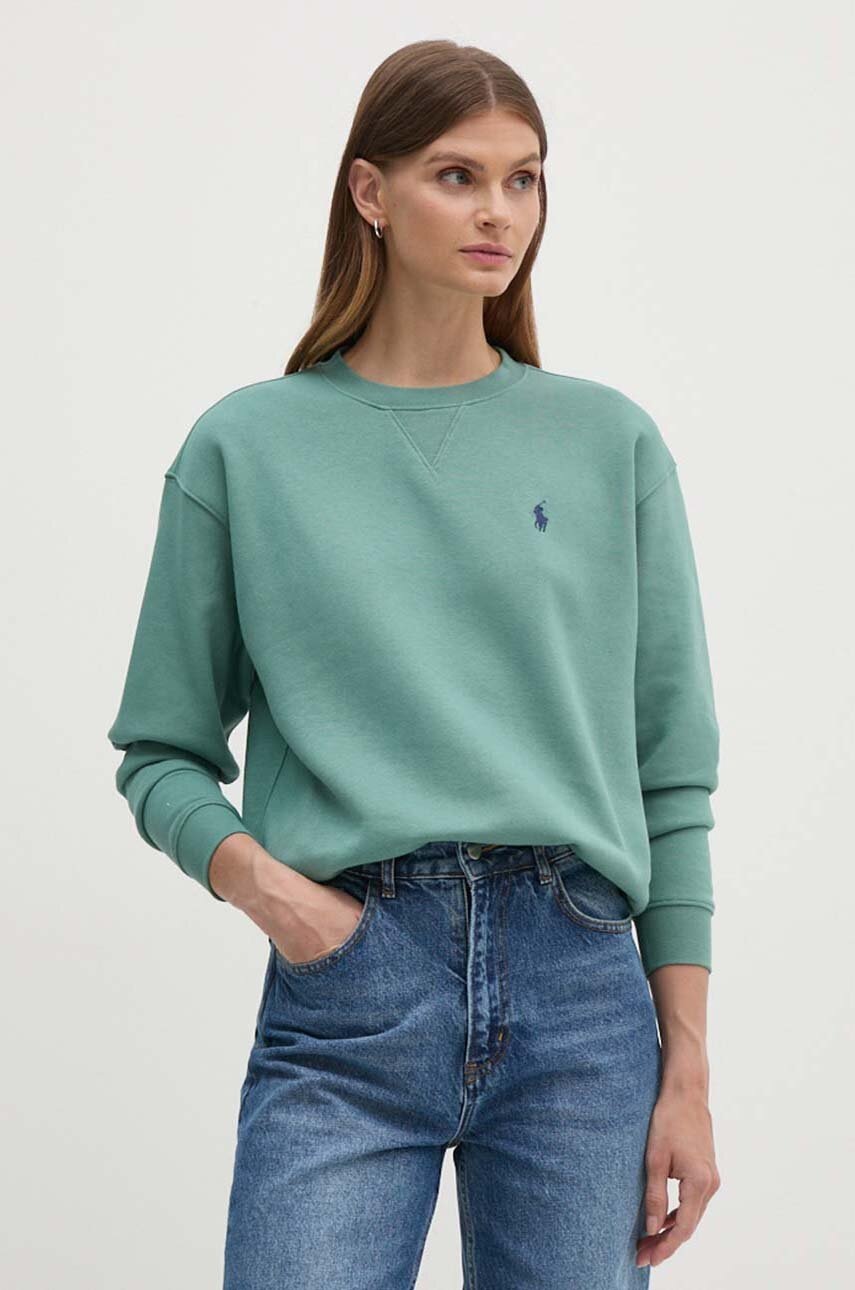 

Суичър Polo Ralph Lauren в зелено с изчистен дизайн 211951719, Зелен
