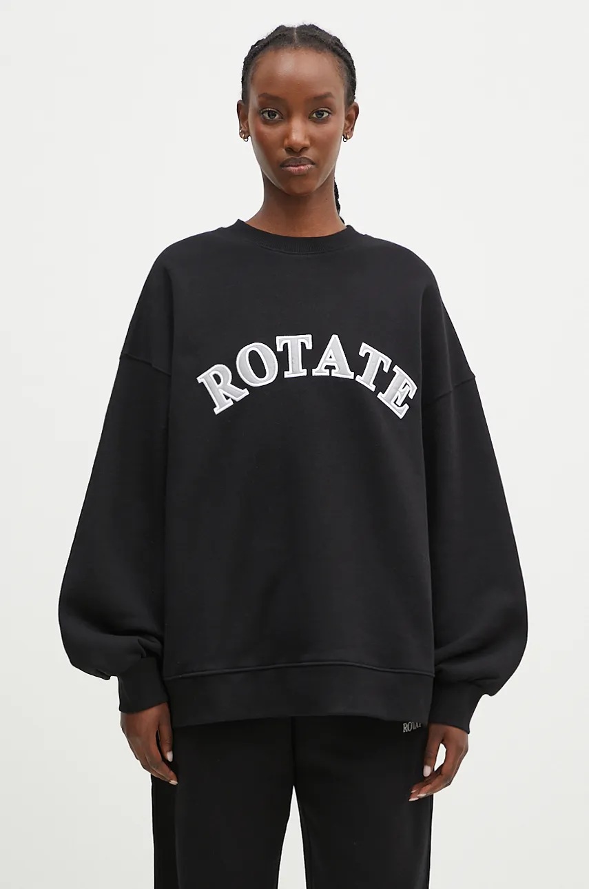 Бавовняна кофта Rotate Logo Crewneck жіноча колір чорний з аплікацією 112454100 