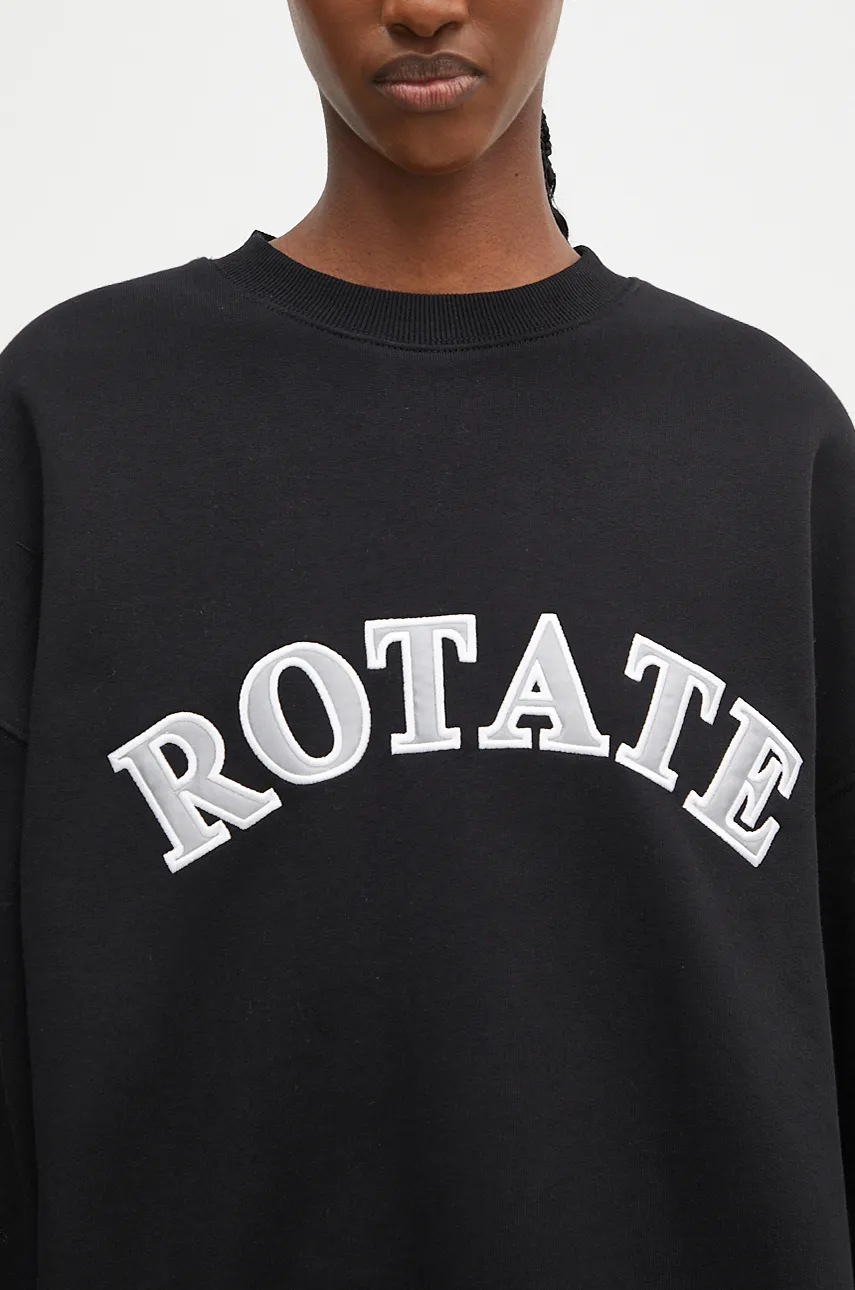 Бавовняна кофта Rotate Logo Crewneck жіноча колір чорний з аплікацією 112454100 