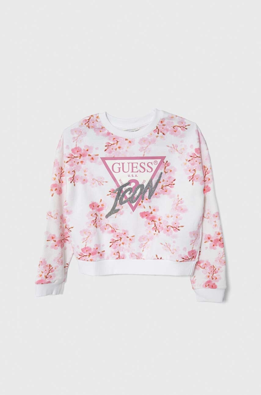 

Дитяча бавовняна кофта Guess колір рожевий візерунок