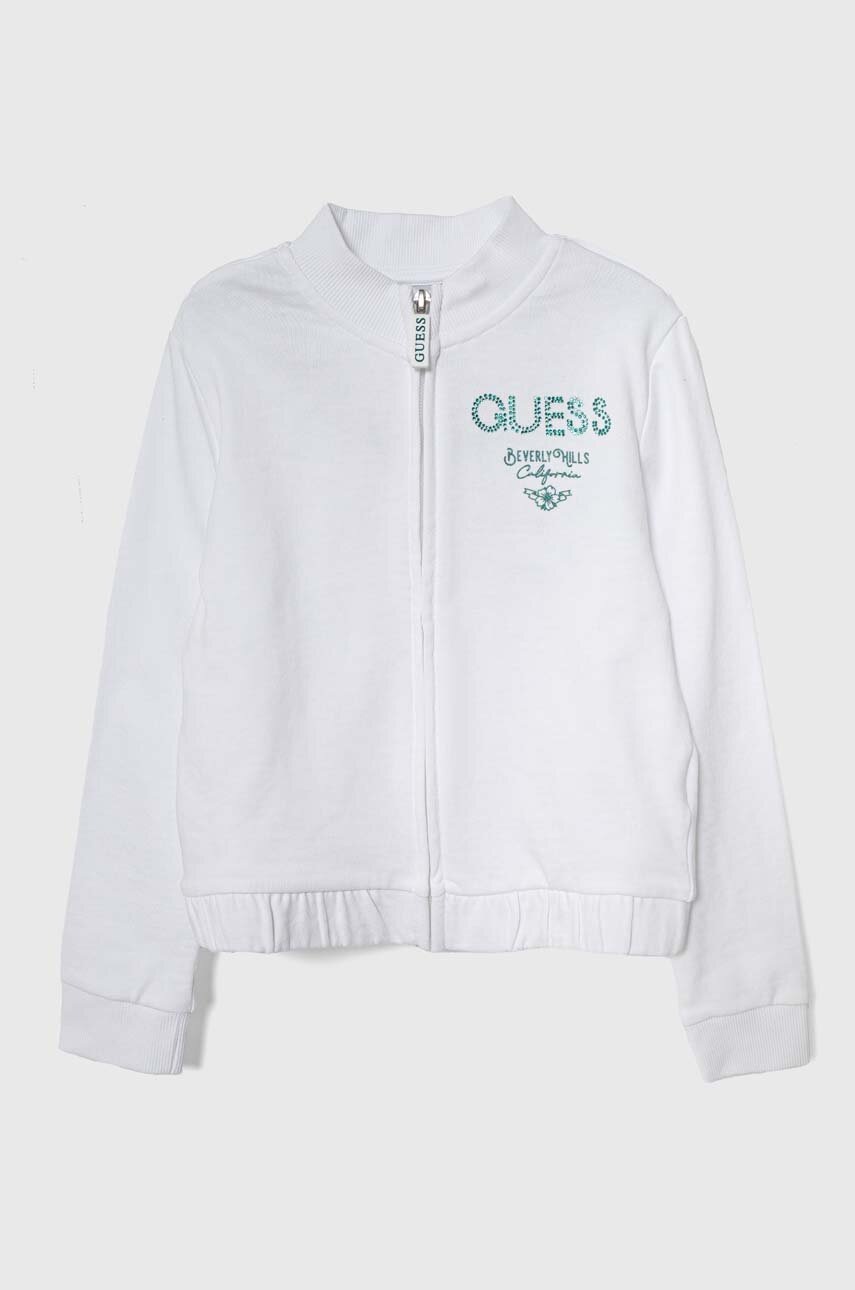 

Детская хлопковая кофта Guess цвет белый с принтом