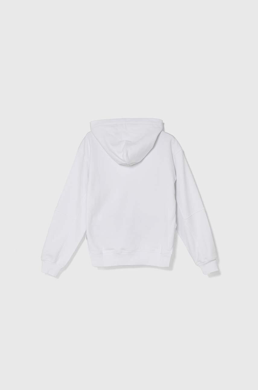Детская кофта Calvin Klein Jeans цвет белый с капюшоном с принтом