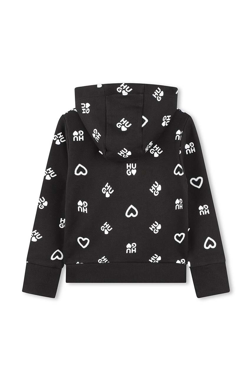 Детская кофта HUGO цвет чёрный с капюшоном узор