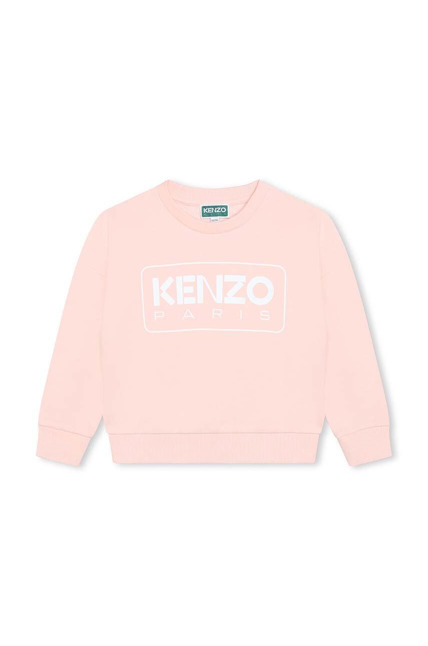 Levně Dětská bavlněná mikina Kenzo Kids růžová barva, s potiskem