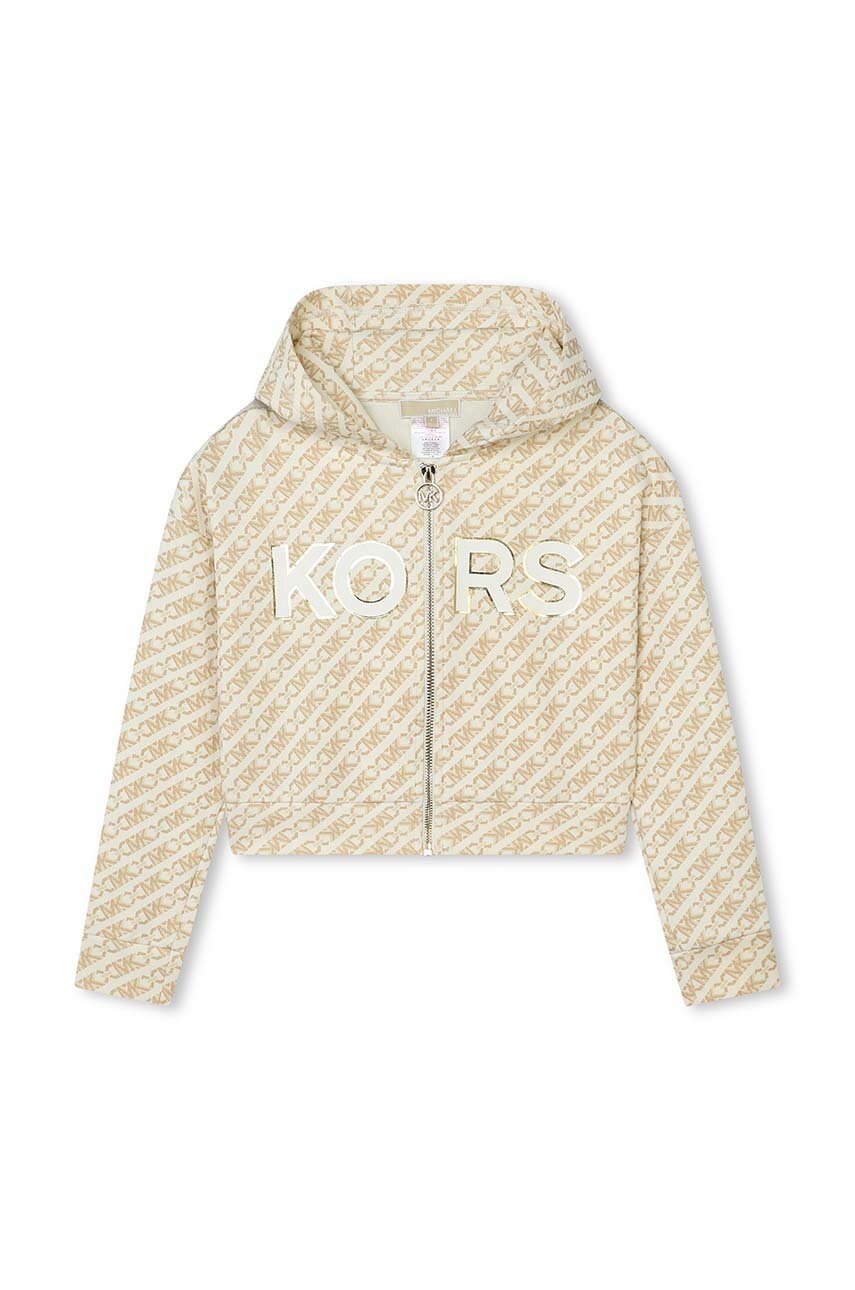 Детская кофта Michael Kors цвет бежевый с капюшоном узор Детская кофта Michael Kors цвет бежевый с капюшоном узор
