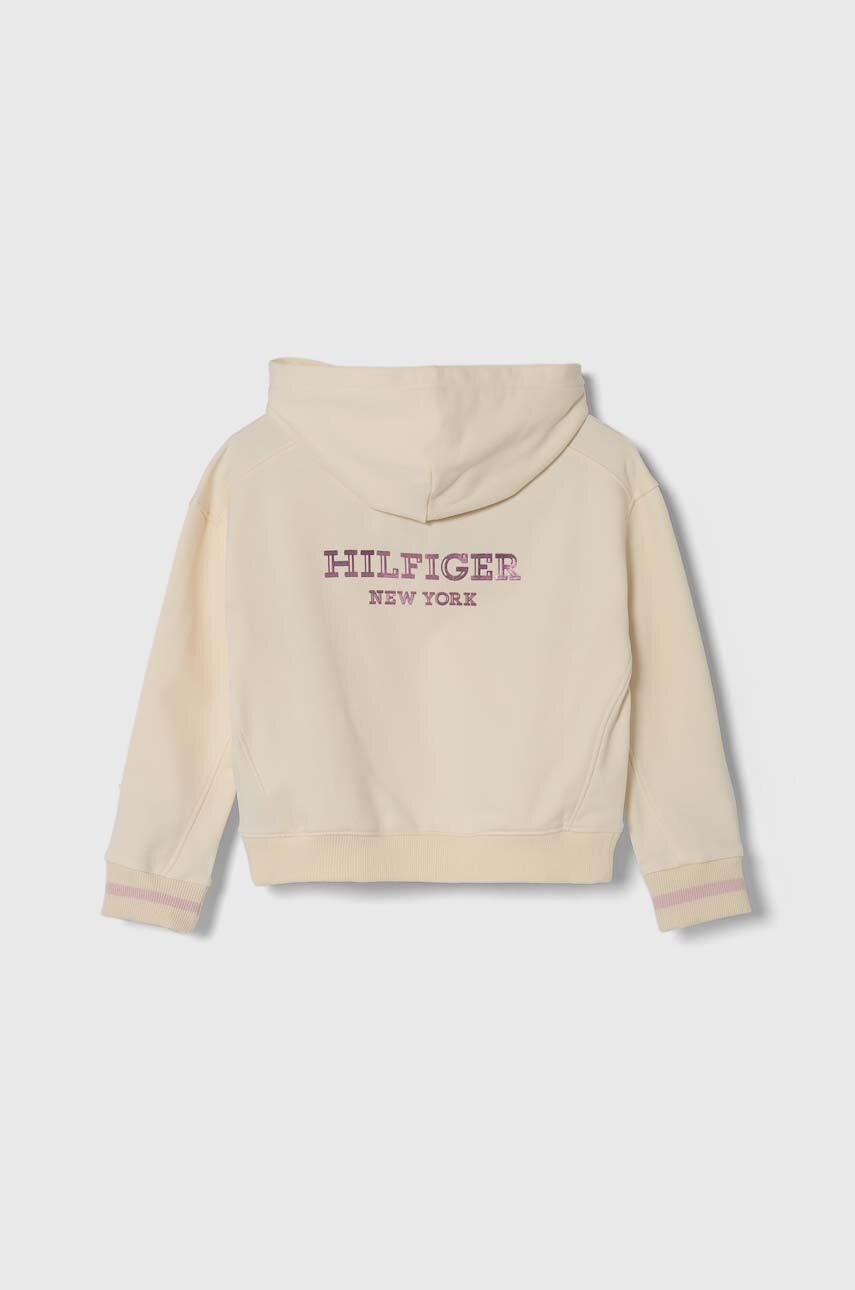 Детская кофта Tommy Hilfiger цвет бежевый с капюшоном с принтом