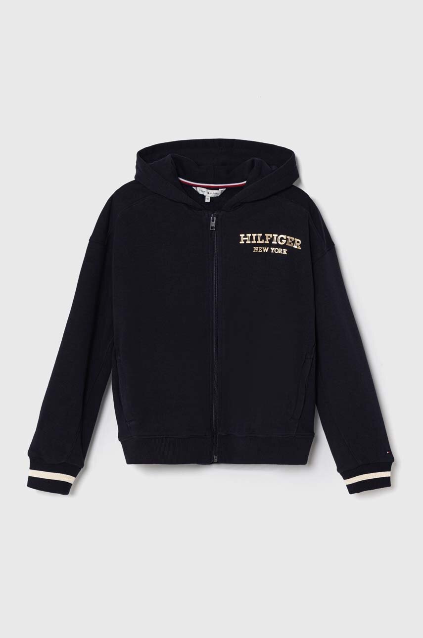 

Детская кофта Tommy Hilfiger цвет синий с капюшоном с принтом