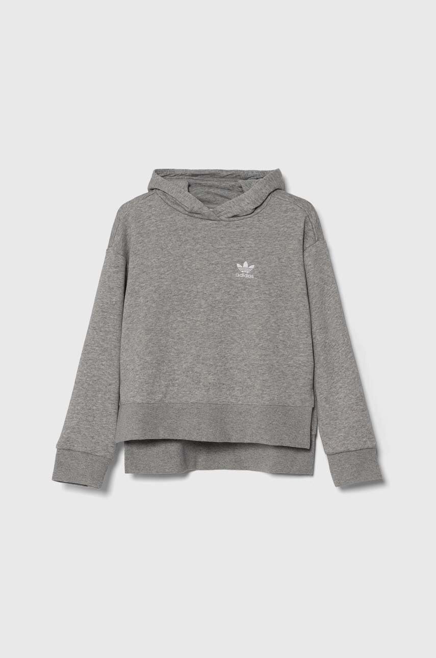 Levně Dětská mikina adidas Originals šedá barva, s kapucí, melanžová