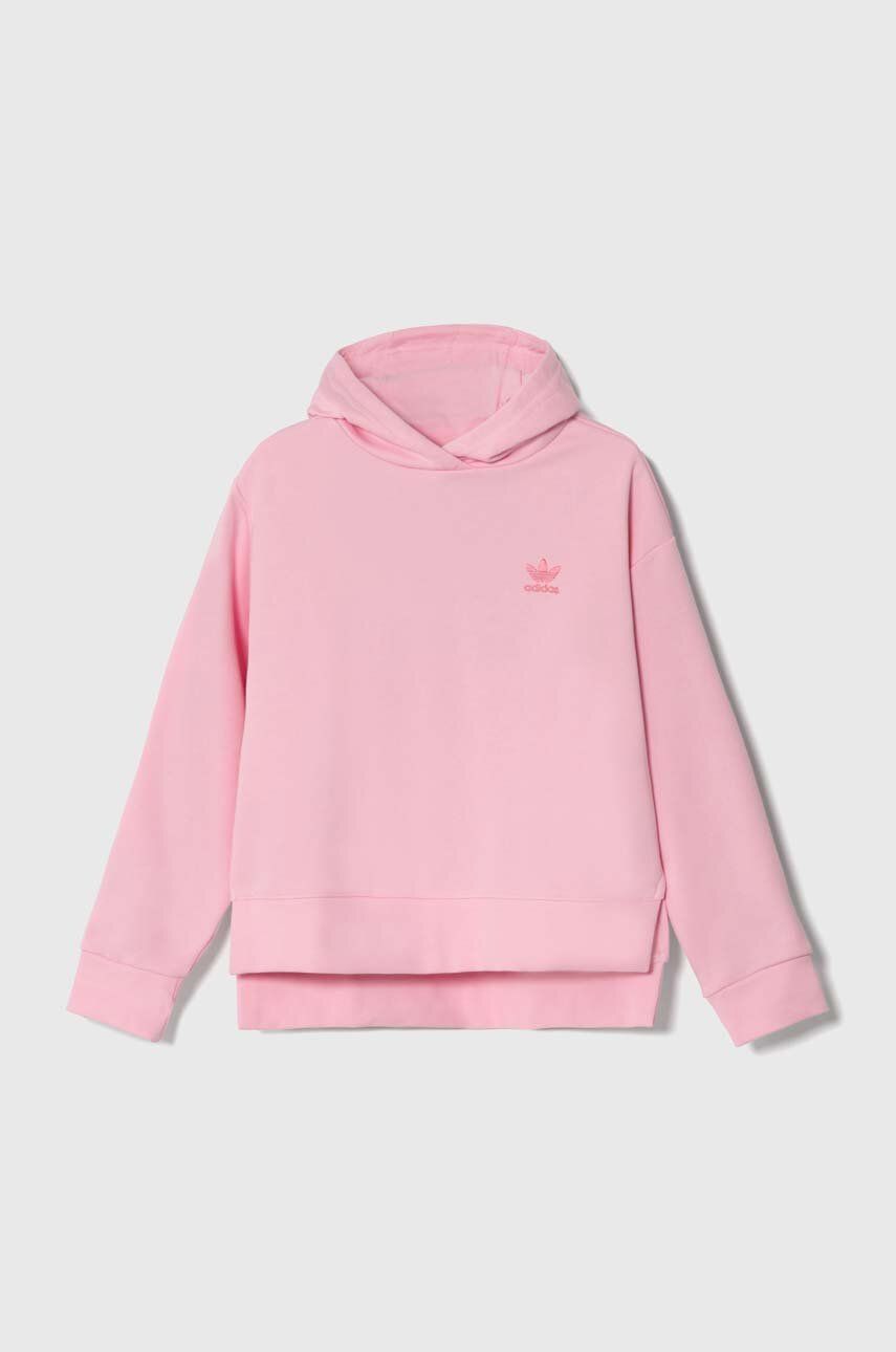 Dětská mikina adidas Originals růžová barva, s kapucí, hladká