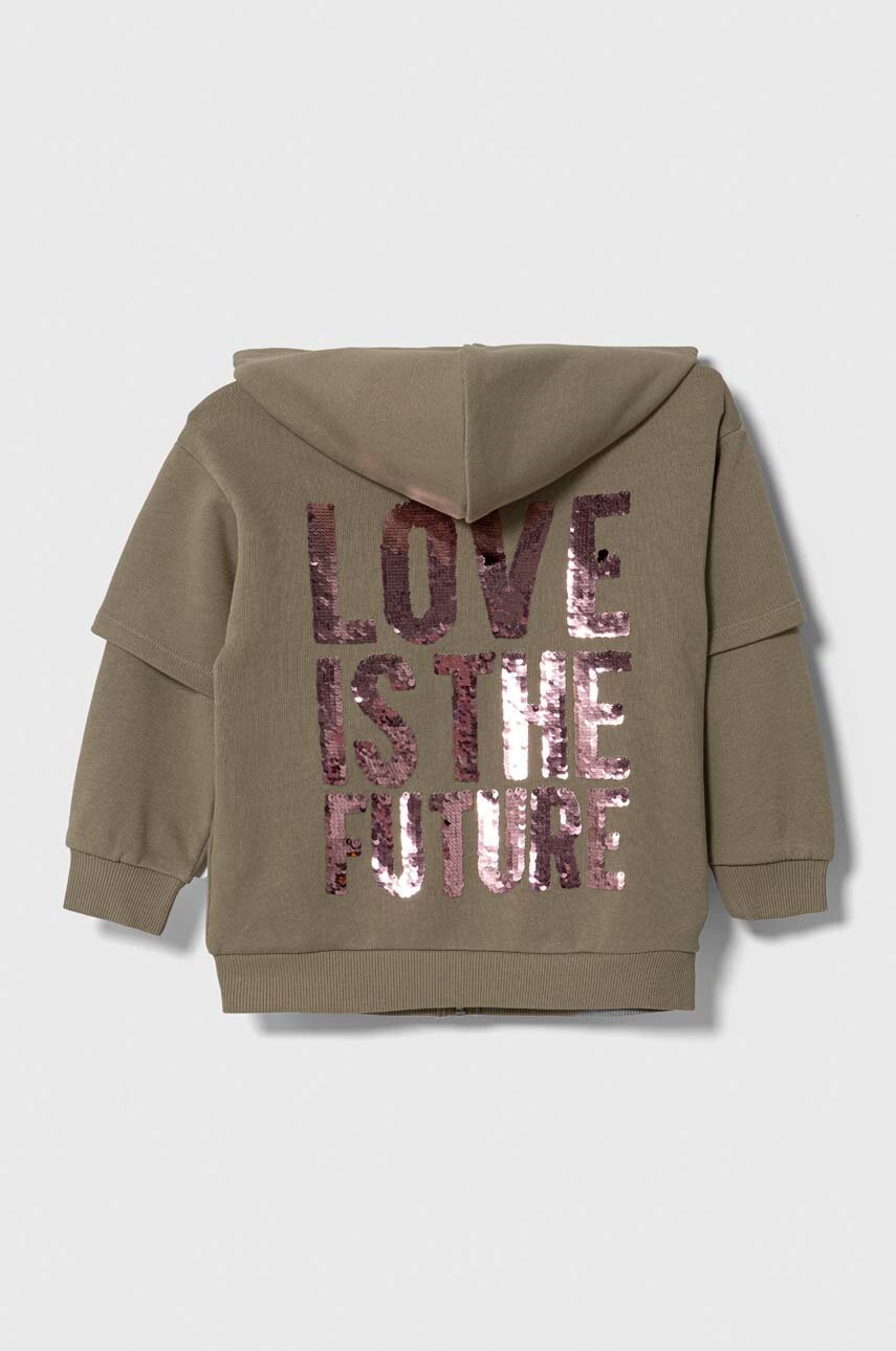Детская хлопковая кофта Sisley цвет зелёный с капюшоном однотонная в Киеве Детская хлопковая кофта Sisley цвет зелёный с капюшоном однотонная в Киеве