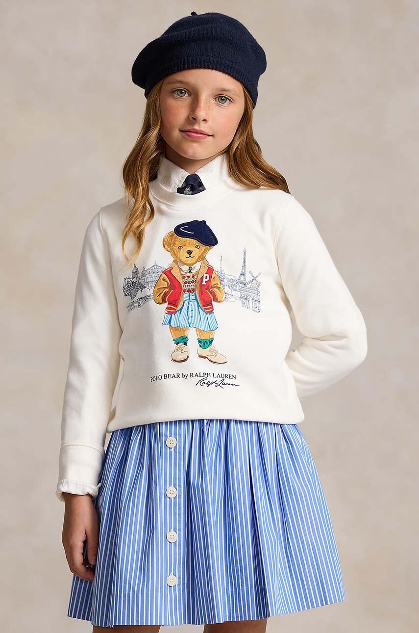 

Детски суичър Polo Ralph Lauren в бяло с принт, Бял