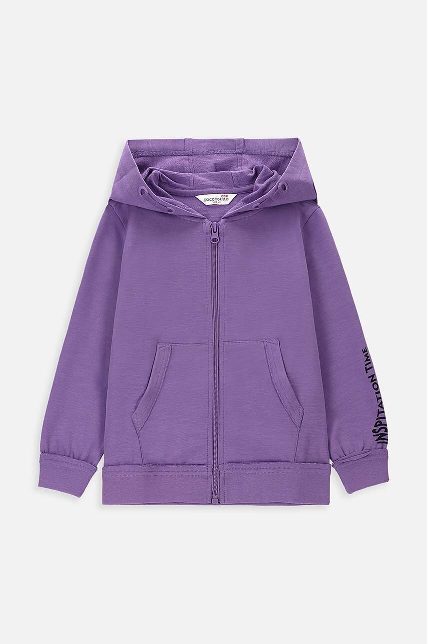 Coccodrillo bluza copii culoarea violet, cu glugă, cu imprimeu
