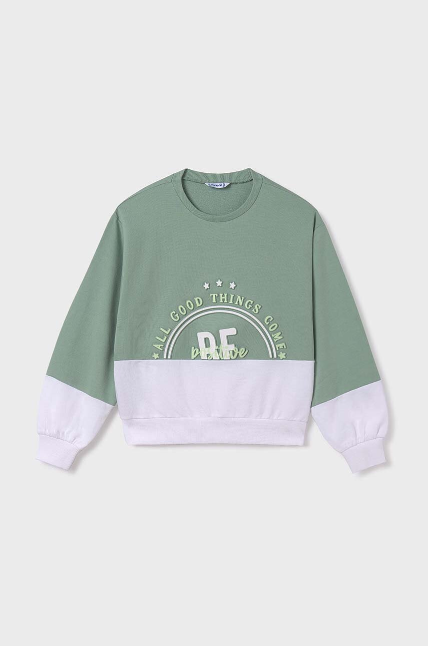 Детская кофта Mayoral цвет зелёный с аппликацией Детская кофта Mayoral цвет зелёный с аппликацией