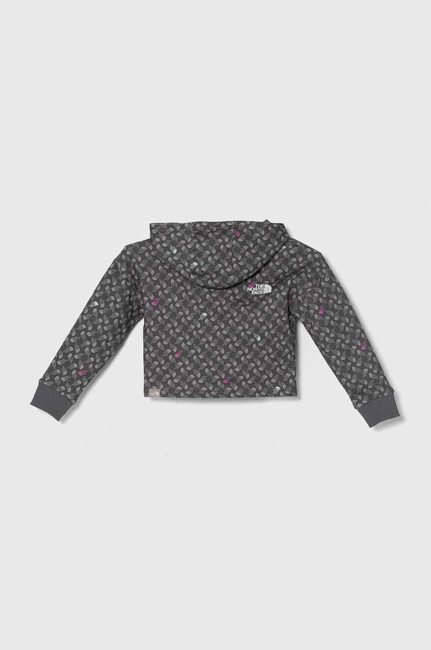 Детская хлопковая кофта The North Face DREW PEAK LIGHT HOODIE PRINT цвет серый с капюшоном узор