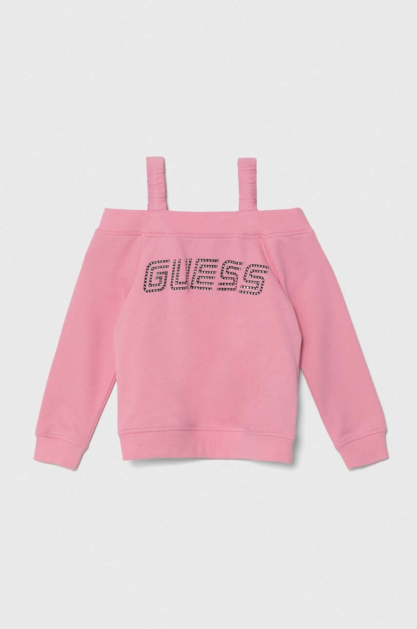 

Детски суичър Guess в розово с апликация, Розов