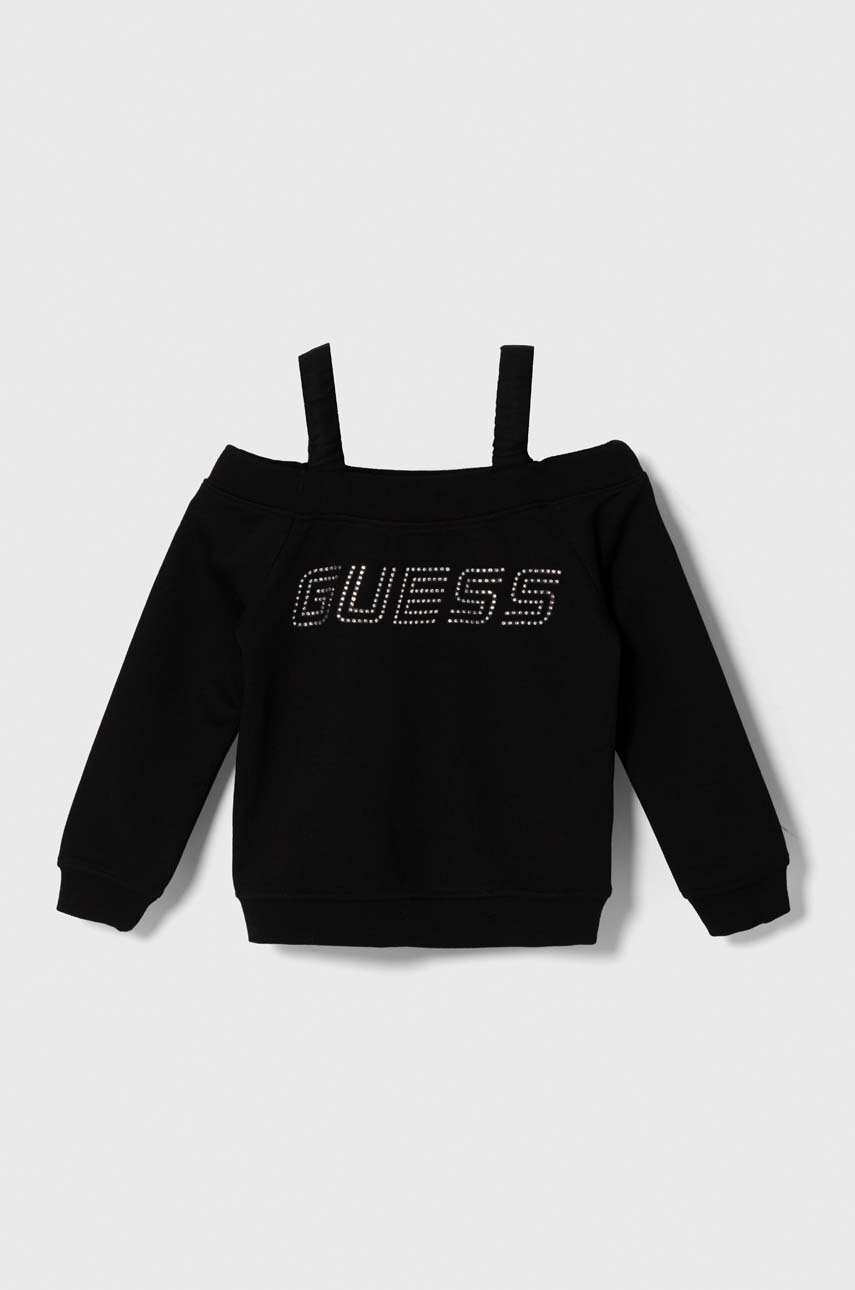 

Детски суичър Guess в черно с апликация, Черен