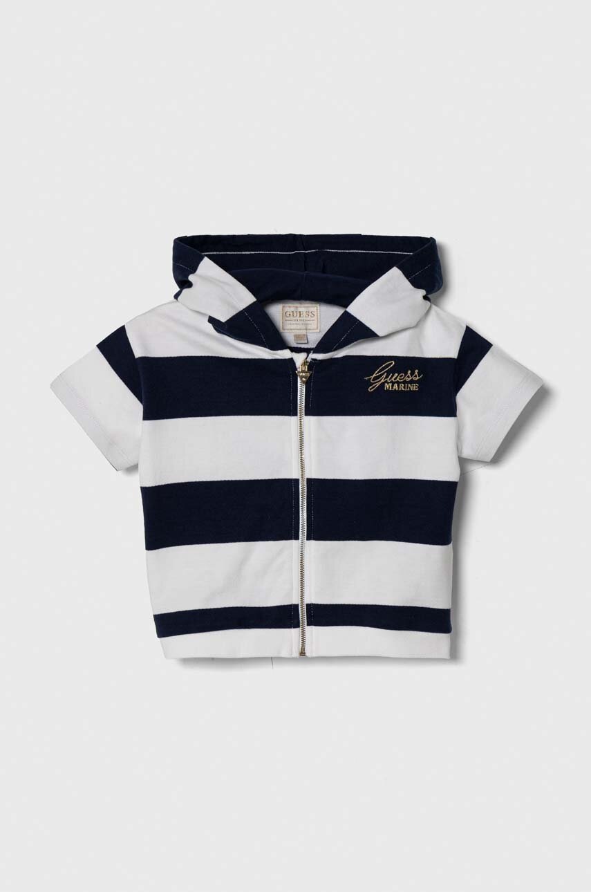 Детская хлопковая кофта Guess цвет синий с капюшоном узор в Херсоне Детская хлопковая кофта Guess цвет синий с капюшоном узор в Херсоне