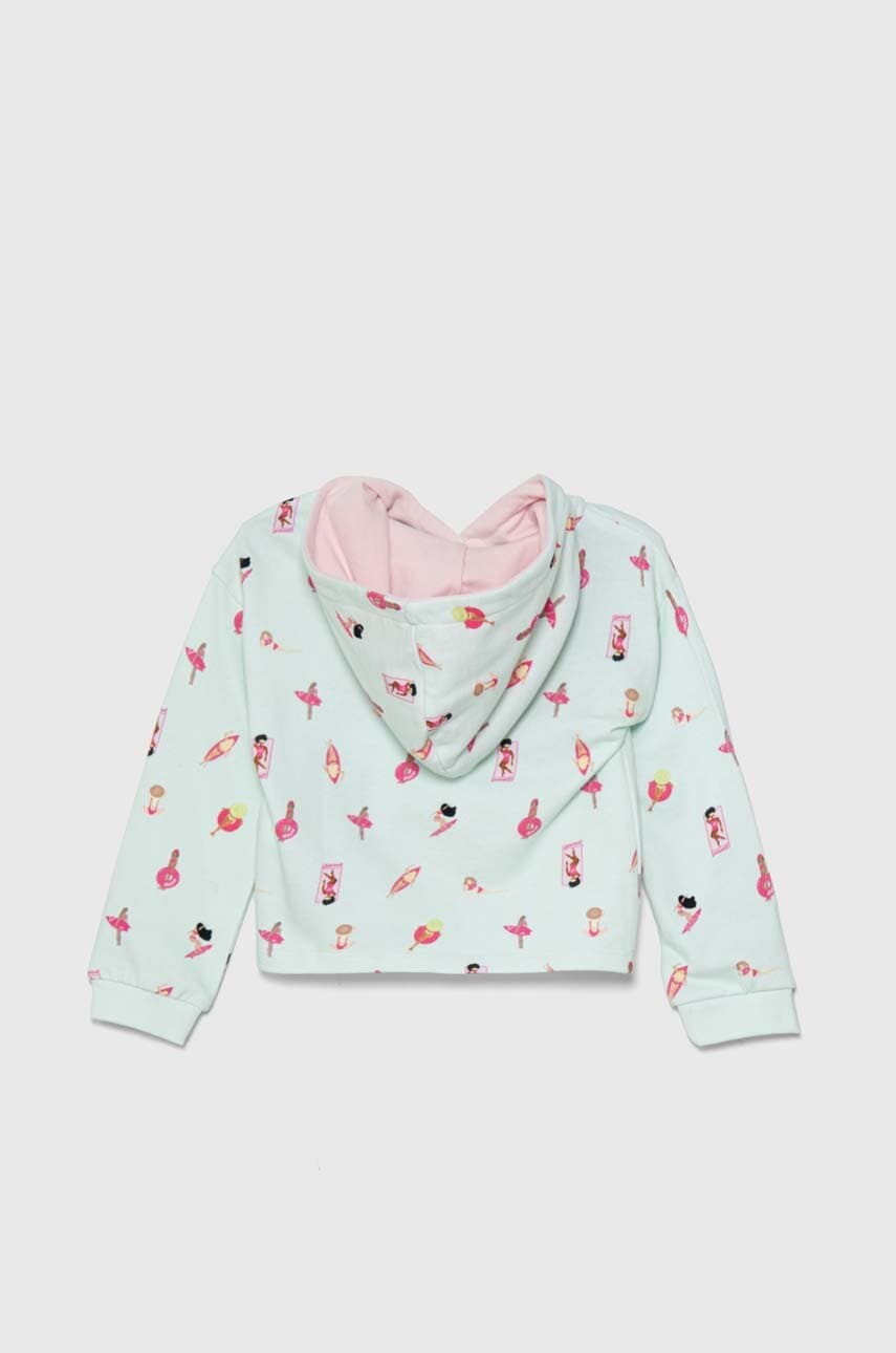 Детская хлопковая кофта Guess цвет бирюзовый с капюшоном узор Детская хлопковая кофта Guess цвет бирюзовый с капюшоном узор